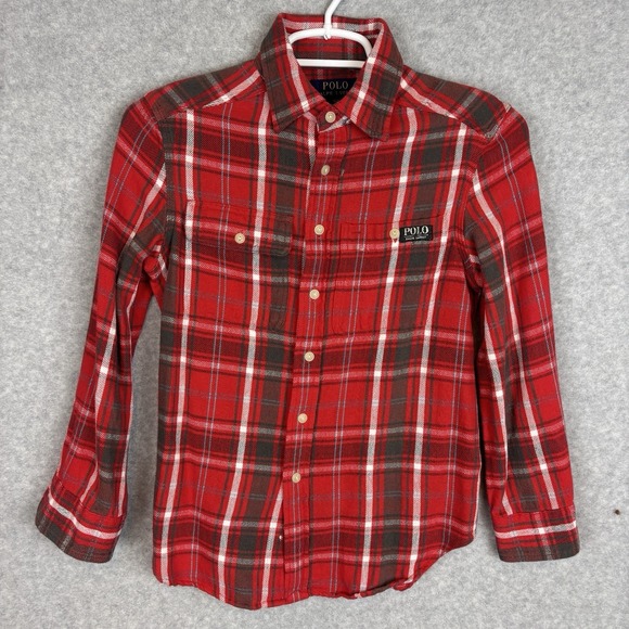 Polo Ralph Lauren Other - Polo Ralph Lauren Boys Sz S 8 Red Plaid Flannel Shirt Preppy Holiday Cotton Cozy